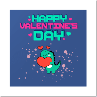 Happy Valentines Day Dinosaur Posters and Art